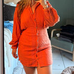Free People Orange,  mini dress with a tie around the waist Photo 0