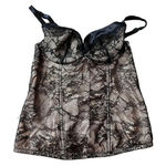 Cacique Women's Floral Lace Bustier Corset Bra Top Size 14/16 Black and Tan Photo 0