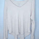 American Eagle  Cream Soft & Sexy Plush Waffle Knit V-neck Loungewear Top Size‎ L Photo 0
