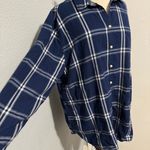 Jachs  Girlfriend Plus Women Dark Blue Checkered Fannel Buttondown Shirt Size 2X Photo 2