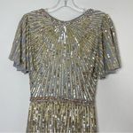 Mac Duggal 5538 Embellished V-Neck Butterfly Sleeve Column Platinum Gown, Size 4 Photo 7