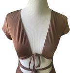 I am gia I.AM.GIA Brown Greta Ruffle Tie-front Mini Dress Size Medium Photo 3