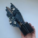 Vince Camuto Fringe Jewel Denim Open Toe Low Heel Comfort Sandal Size 6.5 Blue Photo 4