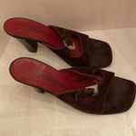 YSL Brown Suede Vintage Square Toe Buckle Sandal Heel Pump Size 6 Photo 7