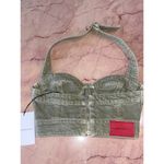 ALESSANDRA RICH Buckle Halter Top in Green 36 New AS Photo 5