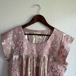 Savanna Jane Womens Shirt Blouse Metallic Pink Floral Embroidered Size Large Photo 2