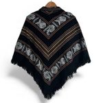 Tejidos Diaz Wool Blend Poncho Woven in Ecuador Inca Aztec Multi Color One Size Black Size undefined Photo 1