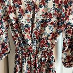 Lush Clothing Lush Fall Floral Dress | Size Small | Cream, Navy & Burgundy | 3/4 Sleeve Photo 6