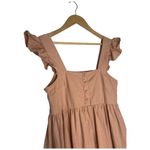 ASOS Dress Womens 4 Linen Fit Flare Mini Square Neck Ruffle Sleeve Cotton Peach Photo 2
