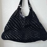 Cole Haan  Genevieve Weave Black Woven Leather Shoulder Bag Classic Photo 1