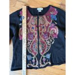 Coldwater Creek Vintage  Cardigan Sweater Full Zip Sz L Embroidered Boho Artsy Photo 5