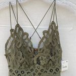 Free People NWT Womens medium olive sparrow green Adella lace cross strap tank Photo 4