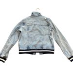 Pistola Denim Trucker Jacket Distressed Light Wash Varsity Cuffs Size L Photo 1