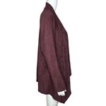 LOGO By Lori Goldstein LOGO Lori Goldstein Cardigan Women Large Burgundy Faux Suede Lagenlook Waterfall Photo 1