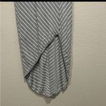 Athleta Sleeveless Maxi Tank Dress Scoop Neck Hi Low Hem Gray White Stripe Sz S Photo 3