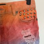 Hot Point Tie Dye Distressed Studded Cut Off Jean Shorts Orange Size 29 Photo 6