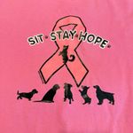 Anvil Breast Cancer Awareness Pink T Shirt Dog Themed Size Large Cotton Sit Stay Hope Photo 1