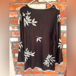 Scully Size Large Black With Gray Embroidery Tunic Top Lace Trim Western Boho Photo 1