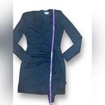 superdown Revolve  ruched black womens dress size medium bodycon V-neck Photo 5