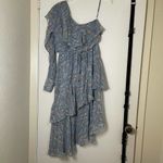 Anthropologie Valencia and vine one shoulder floral tiered blue flowy dress XS Photo 3