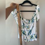 Free People  Floral smocked puff sleeve top size L‎ Photo 7