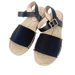 J.Crew Leather and Canvas Made in Spain ankle strap espadrille Black Size 5 NWT Photo 2