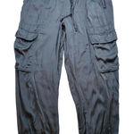 Aerie  Charcoal Grey Satin Cargo Pants Joggers In L Photo 0