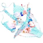 6 Shore Road  Bright Bikini by Pooja Beach triangle Peony Gingham blue S Domingo Photo 2