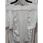 Free People  White Ribbed Knit Short Sleeve Bodysuit Snap Closure Cutout Sides Photo 6