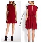 Alice + Olivia Meg Leather Cap Sleeve Silk Leather Mini Dress Red M Cocktail Photo 1