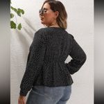 SheIn Plus Polka Dot Print Lantern Sleeve Peplum Top Photo 1