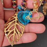 Hand Made Set of 7 AB Gold Crystal Glass Bracelets with Gold Charms Seman… Purple Photo 2