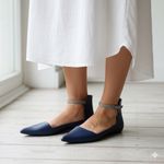Melissa  Cutting II Ankle Strap Flats Pointed Toe D'Orsay Shoes Navy Size 10 Photo 0