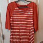 Cutter and Buck Clemson Orange and White Striped 3/4 Sleeve Top M Photo 0