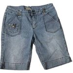 Duplex Denim Pinstripe Knee Length Women's Shorts Size 10 Blue Photo 0