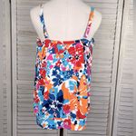 Lands' End  Chlorine Resistant Blouson Tankini Swimsuit Top Floral/Multi-16 Photo 1
