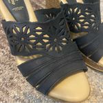 Spring Step  Estella Black Leather Nubuck Wedge Slide Sandals Photo 3