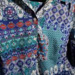 Chico's No Iron Button Up Top Hippie Boho Funky Retro Geometric Shirt Sz M Cotton Photo 1