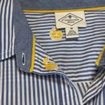 st. john's bay  Women's Button Up Spring Shirt Blue Striped Lemons M Cotton Photo 7