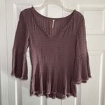 Free People  Womens Small Purple Smocked V Neck Top Boho Festival Photo 1