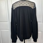 Adrianna Papell Black Ruffle Detail Top XL Heart Mesh Yoke Top Blouse Photo 3