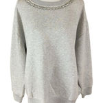 J Crew Gray Embellished Neckline Sweatshirt XL Rhinestone Detail Classic Casual Photo 0