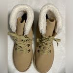 Oasis Society Kennedy In Step Lace Up Boots Faux Sherpa Faux Leather Khaki. Tan Size 9 Photo 5
