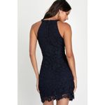 Lulus Love Poem Lace Halter Dress Womens Small Navy Floral Sleeveless Cocktail Blue Photo 6