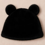Black Faux Fur Teddy Bear Ear Beanies – High Quality Winter Hat 🐻 Photo 0