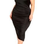 Eloquii Women's Plus Size Ruched One Shoulder Little Black Dress Size 18 Photo 0