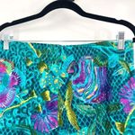 Vintage Windridge Womens Tropical Fish Print Pleated cropped Pants Medium Wacky Blue Photo 5