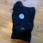 NWT Winter black cable knit Beanie Hat Scarf Set Photo 4