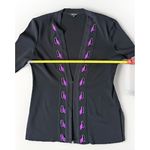 Misook  Black Purple Ribbon Cardigan Jacket Classic Blazer Designer  Women's S Photo 9
