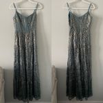 Dress the Population Antoinette Teal and Gold Metallic Lace Maxi Dress Photo 2